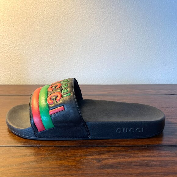 Gucci Mens 632183 Black Rubber 'Original Gucci' Slides Sandals, Sz. Gucci 8, 10 - Picture 2 of 15